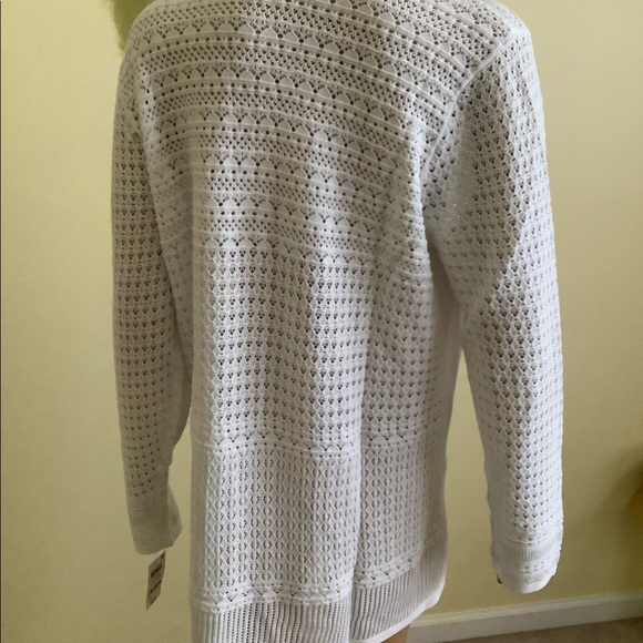 Pointelle-Knit Open-Front Cardigan, - Picture 5 of 7